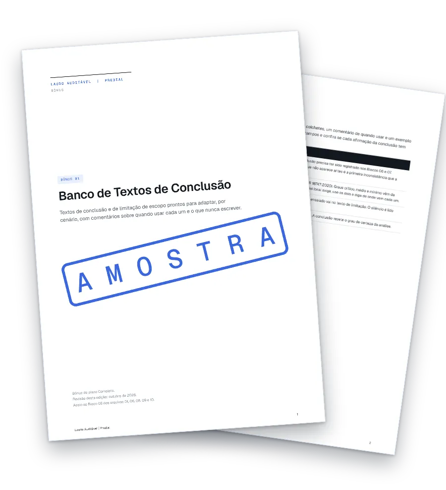 Capa e página interna do Banco de Textos de Conclusão, bônus do plano Completo